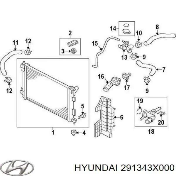 291343X000 Hyundai/Kia Conduto de ar (defletor) direito do radiador