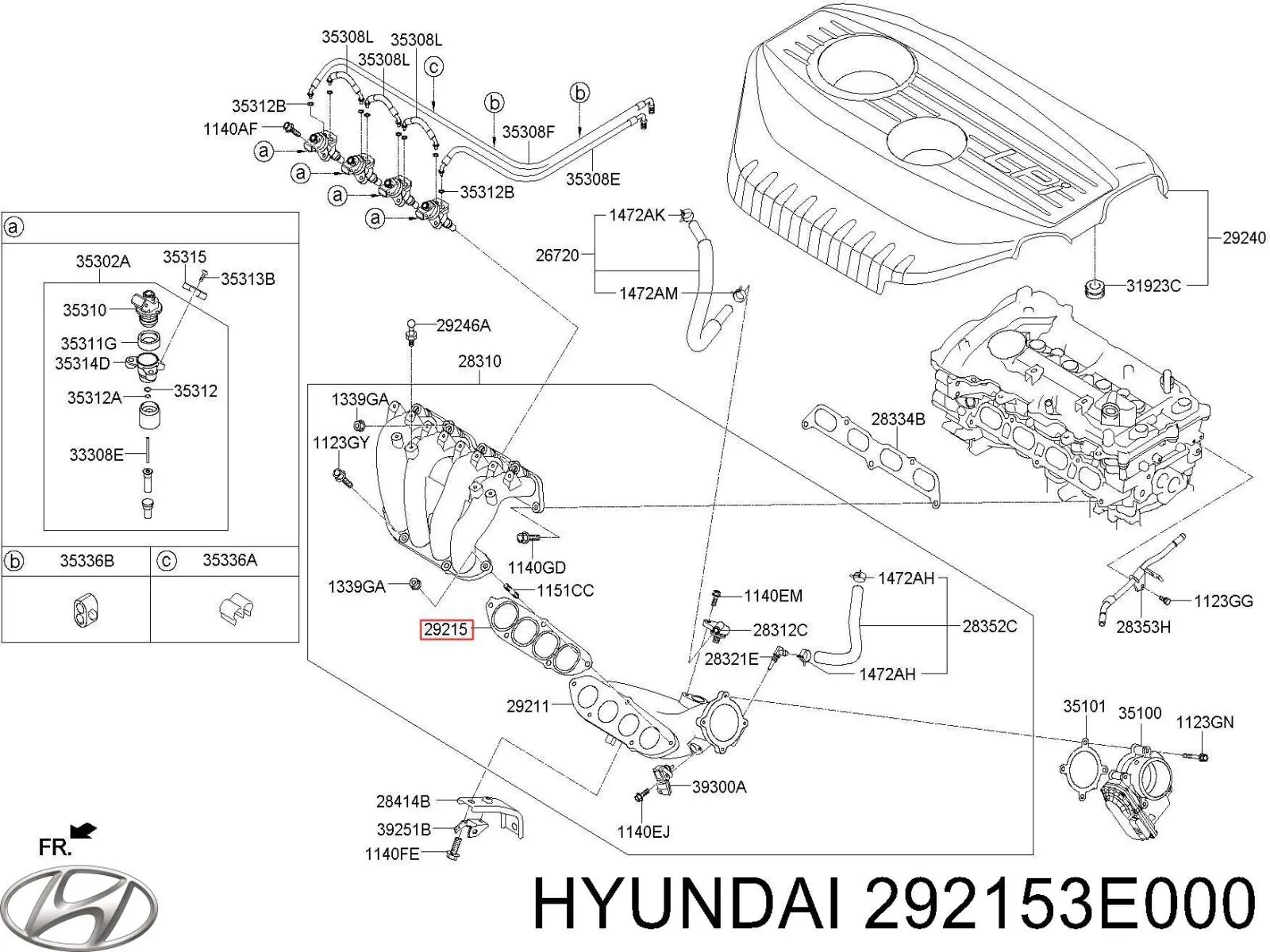 Compre 292153E000 Hyundai/Kia Vedante de tubo coletor de admissão