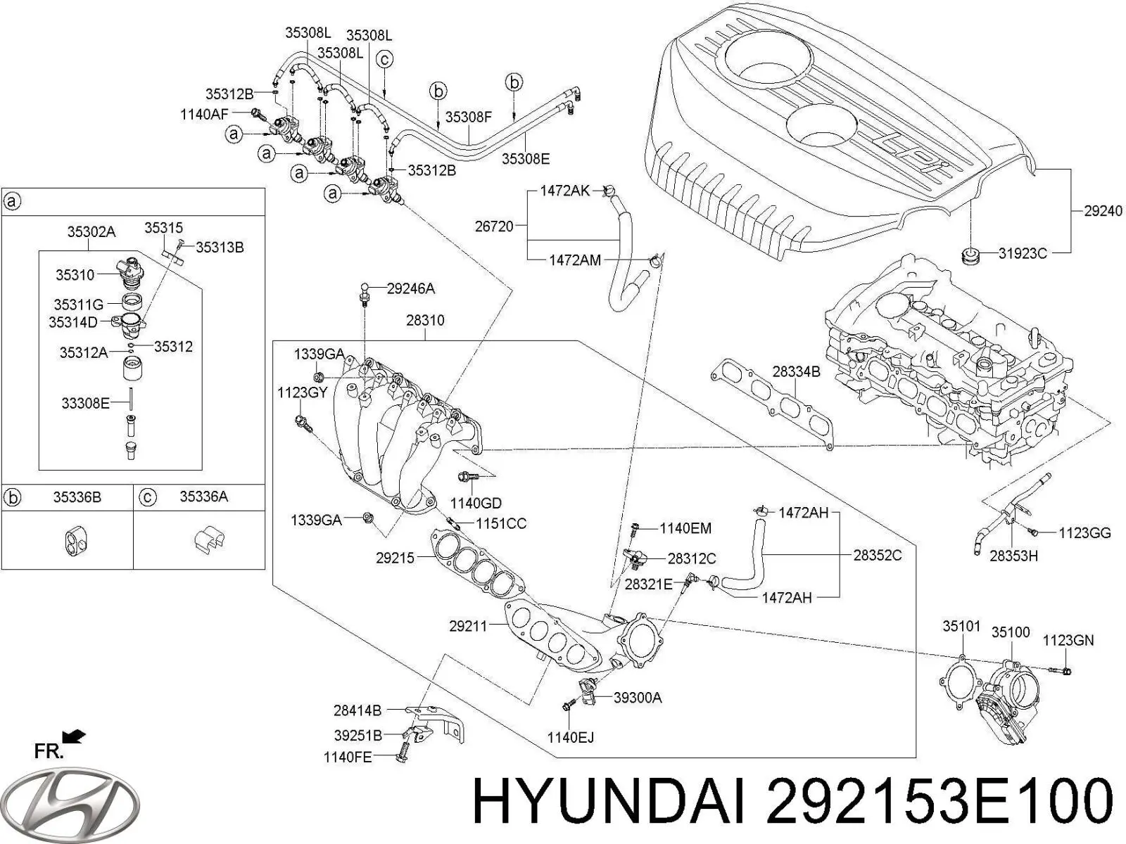 Compre 292153E100 Hyundai/Kia Vedante de tubo coletor de admissão