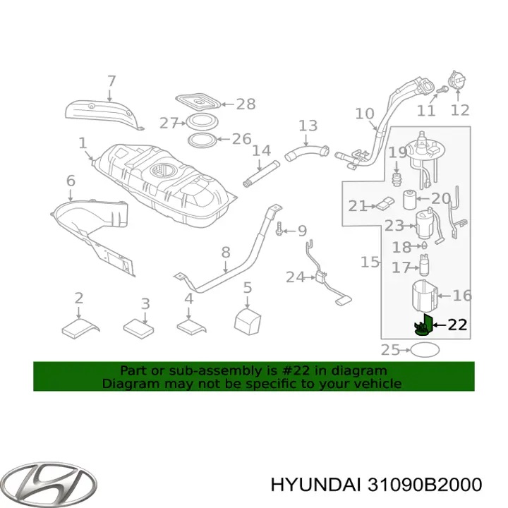 31090B2000 Hyundai/Kia Filtro de malha de bomba de gasolina