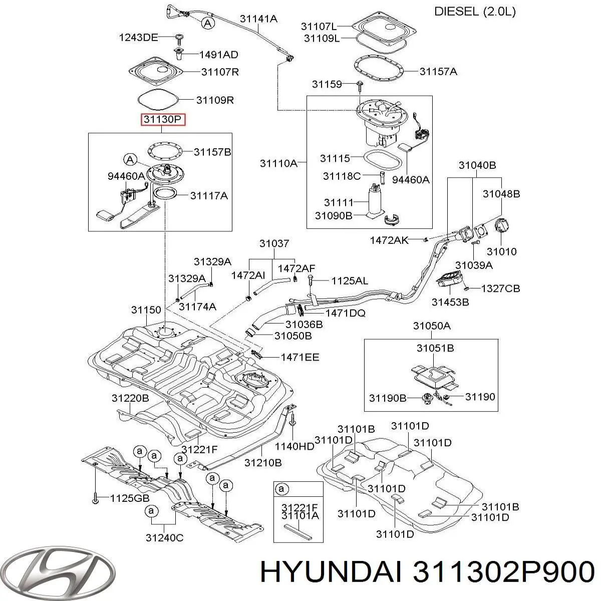 Sensor do nível de combustível no tanque Hyundai/Kia 311302P900 preço, a partir de 164,06 USD