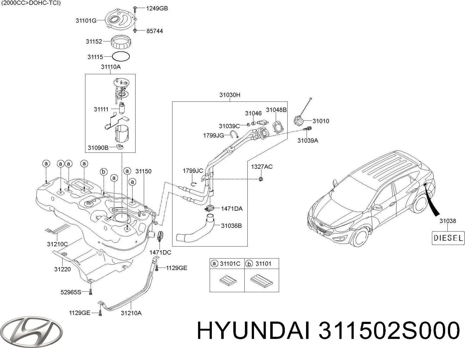 Tanque de combustível Hyundai Tucson II TM
