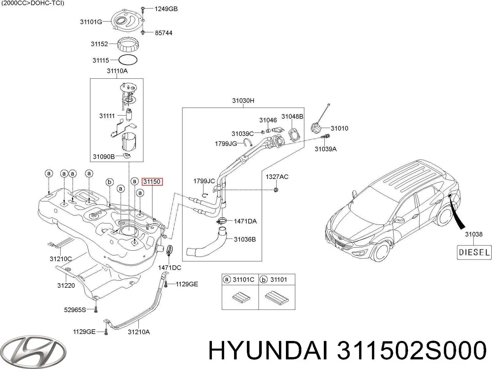  Tanque de combustível Hyundai Tucson II SUV (TM) (2010 - 2015) II
