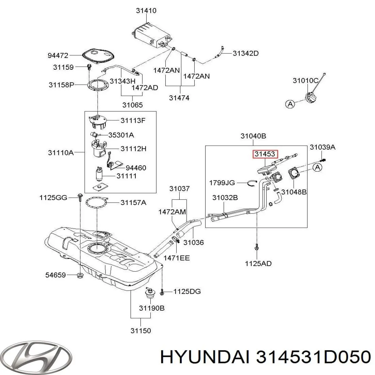 Filtro de tanque dos vapores de combustível Hyundai/Kia 314531D050 preço, a partir de 25,75 USD