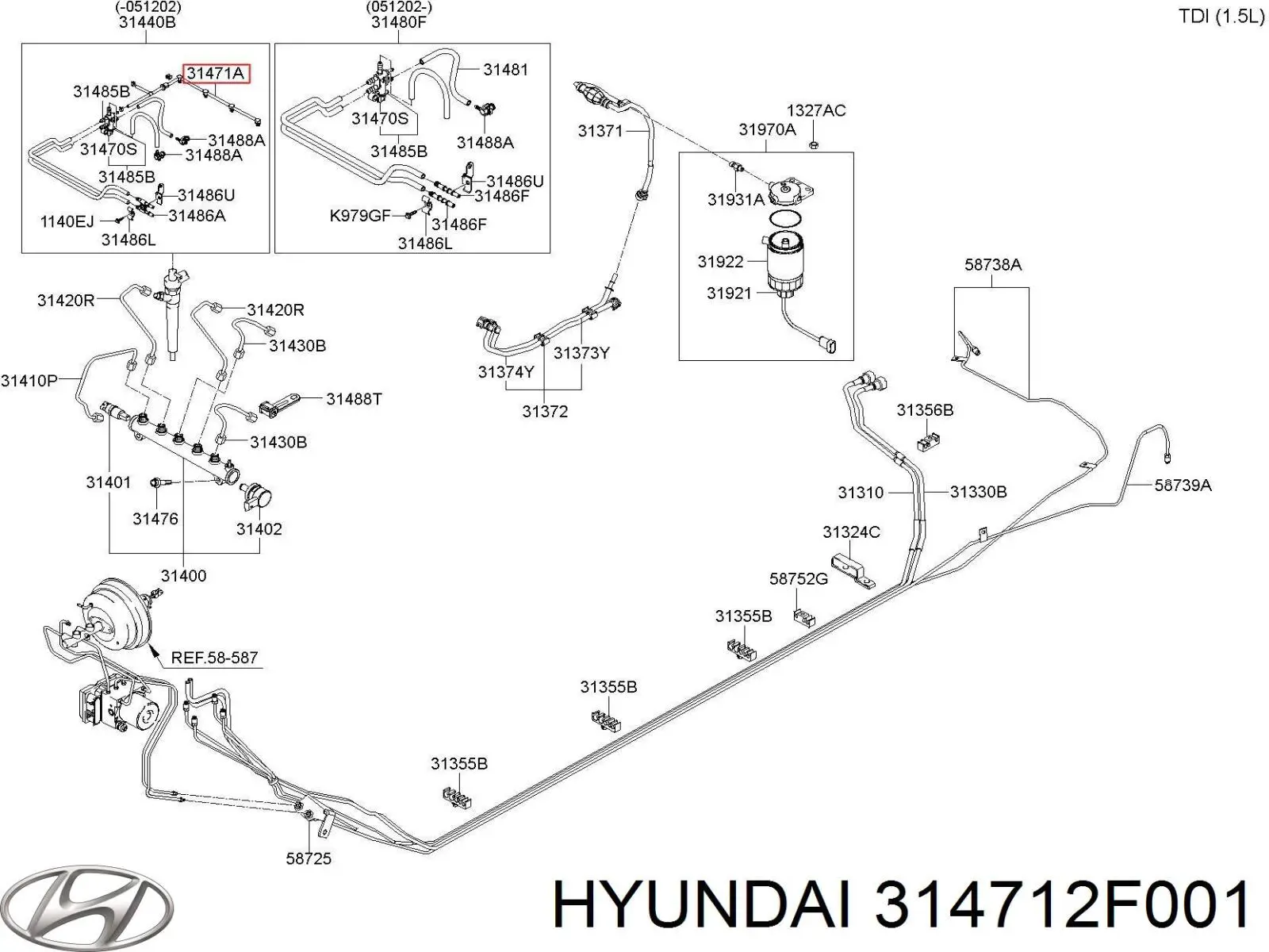 Tubo de combustível, inverso desde os injetores Hyundai/Kia 314712F001 preço, a partir de 54,07 USD