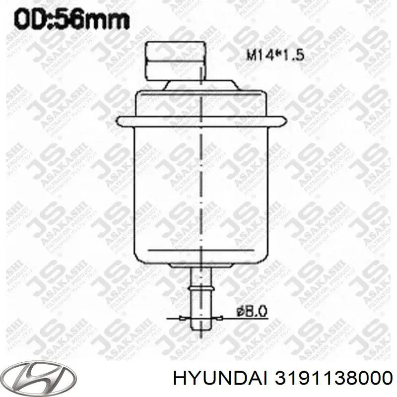 Filtro de combustível 3191138000 Hyundai/Kia