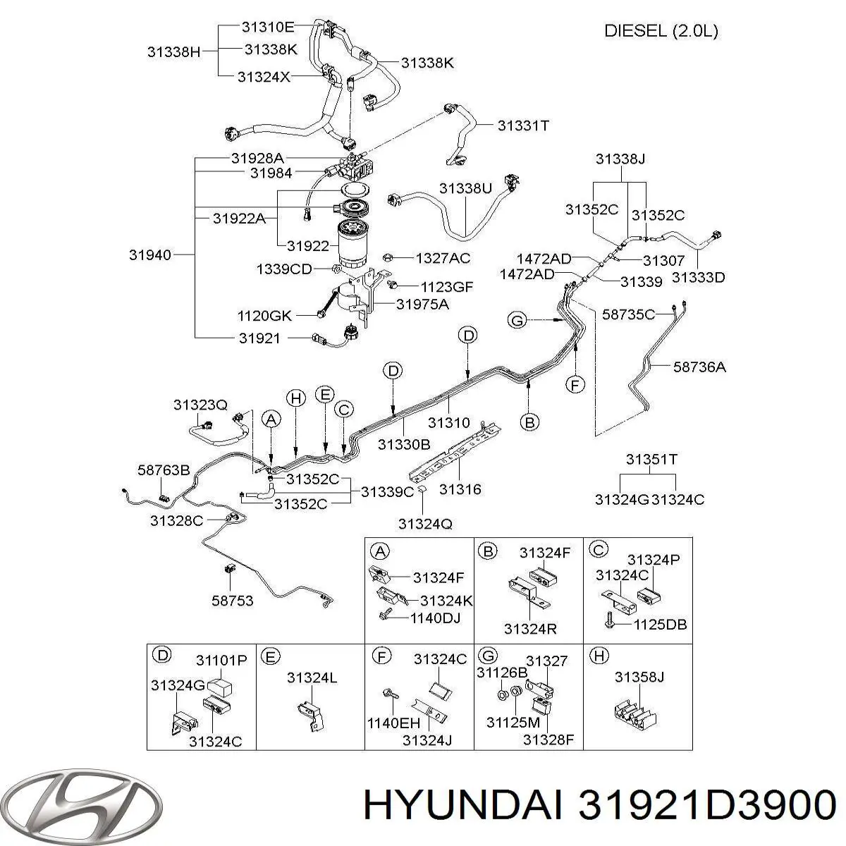 Sensor do nível da água de filtro de combustível Hyundai/Kia 31921D3900 preço, a partir de 79,37 USD