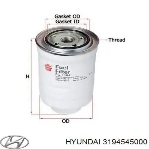 Compre 3194545000 Hyundai/Kia Filtro de combustível
