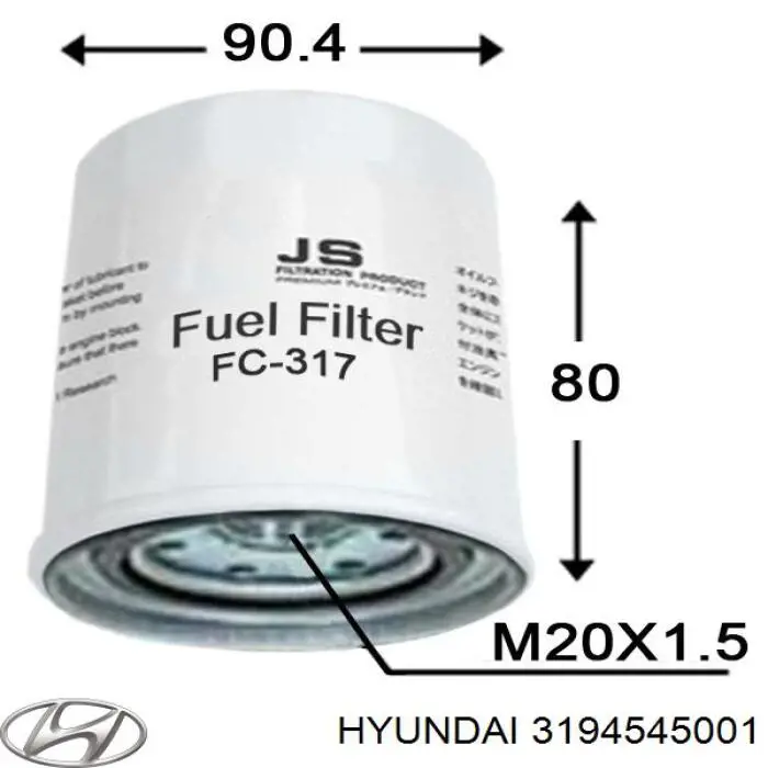 Filtro de combustível Hyundai/Kia 3194545001 preço, a partir de 7,96 USD