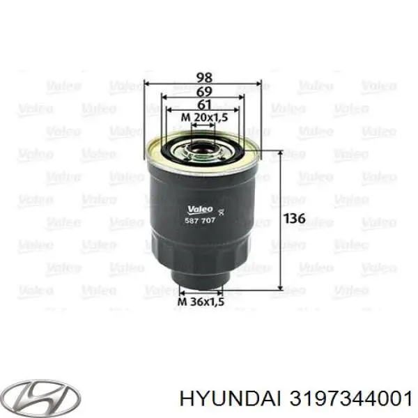 Filtro de combustível Hyundai/Kia 3197344001 preço, a partir de 16,11 USD