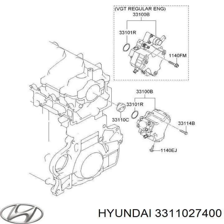 Acoplamento da Bomba de Combustível de Pressão Alta Hyundai/Kia 3311027400 preço, a partir de 54,87 USD
