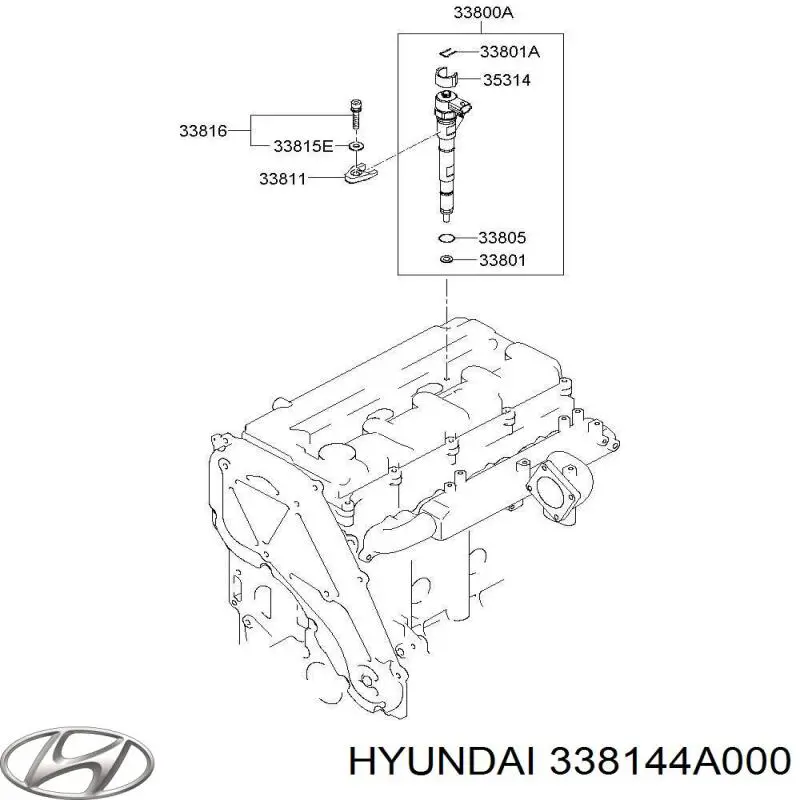 338144A000 Hyundai/Kia Consola de fixação do injetor