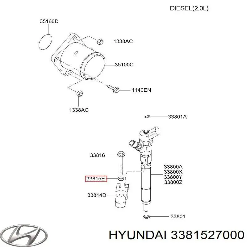 3381527000 Hyundai/Kia Anel (arruela) do injetor de ajuste