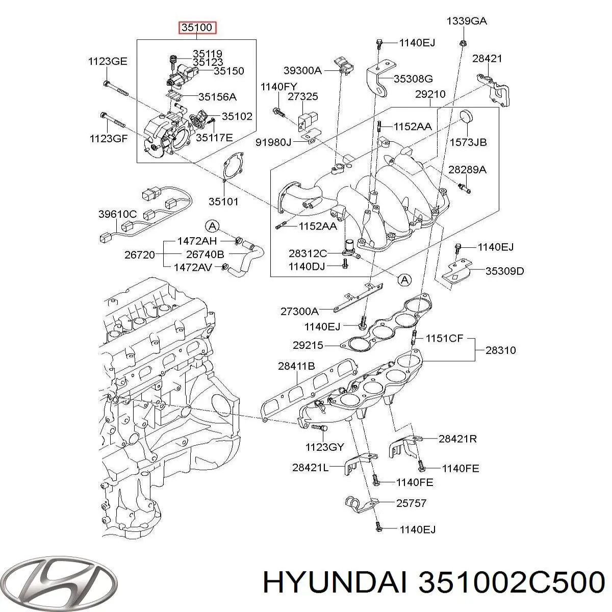 Válvula de borboleta montada Hyundai H-1 STAREX Starex TQ