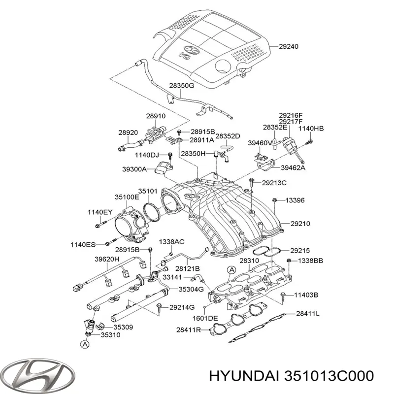 351013C000 Hyundai/Kia Vedante da válvula de borboleta