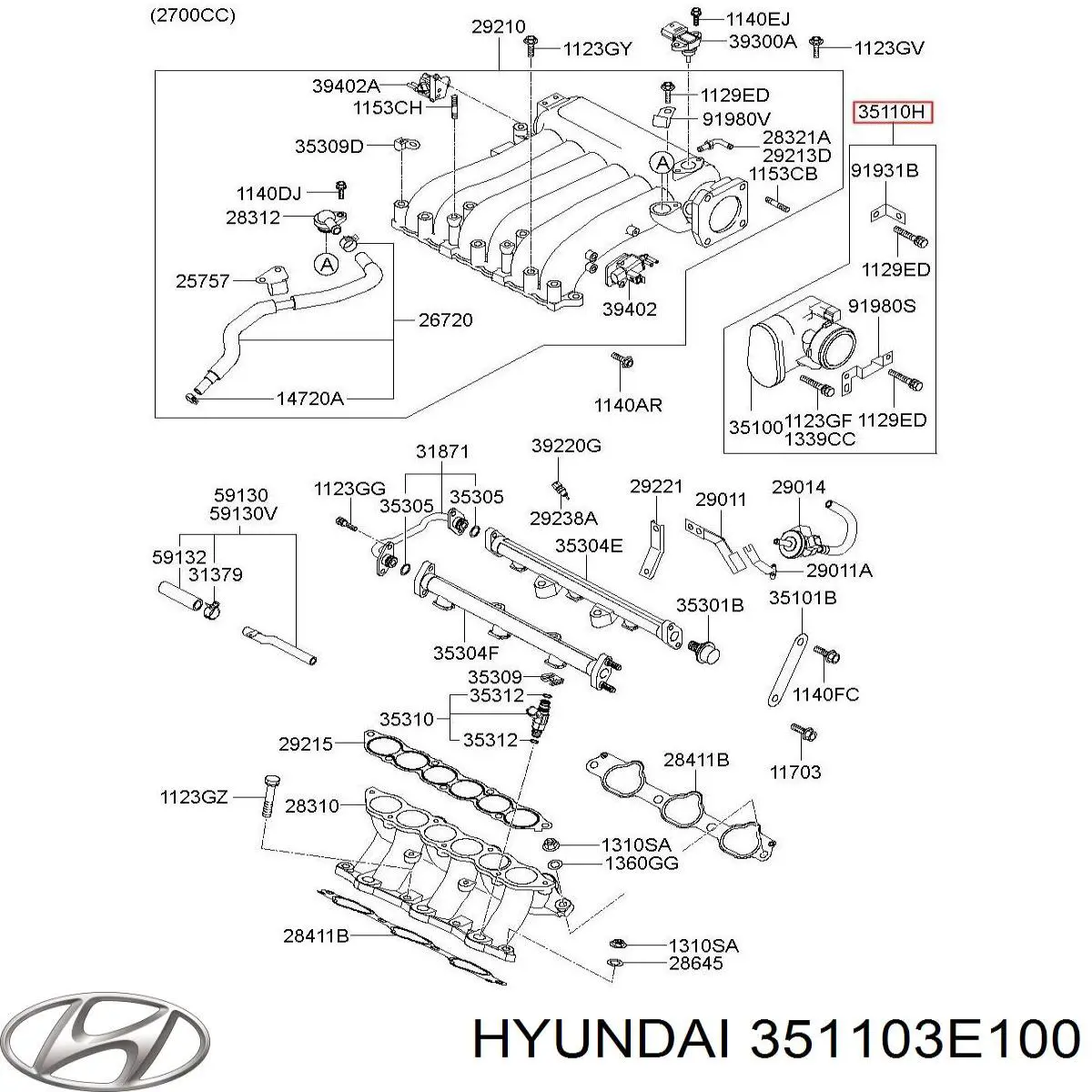 Compre 351103E100 Hyundai/Kia Válvula de borboleta montada