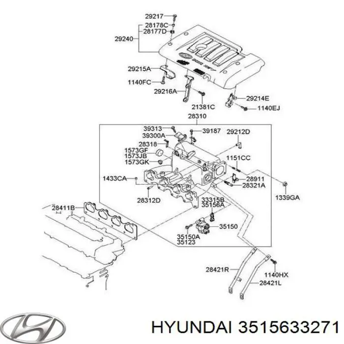 3515633271 Hyundai/Kia Vedante de válvula (de regulador) de marcha a vácuo