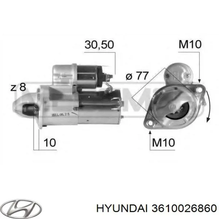 Motor de arranco 3610026860 Hyundai/Kia