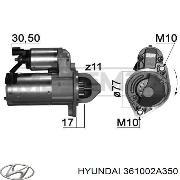 361002A350 Hyundai/Kia Motor de arranco
