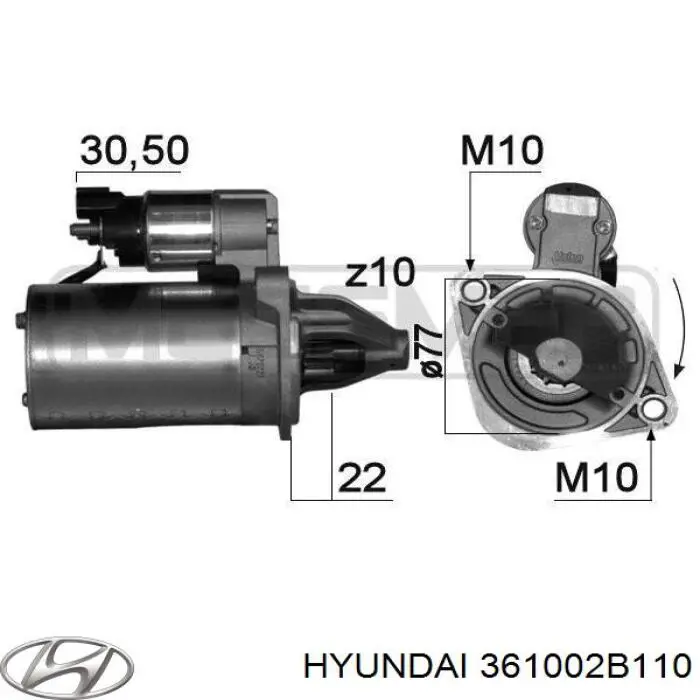 361002B110 Hyundai/Kia Motor de arranco