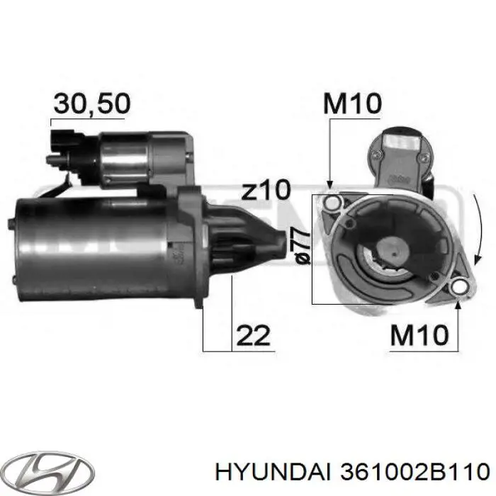 Motor de arranco Hyundai/Kia 361002B110 preço, a partir de 80,02 USD
