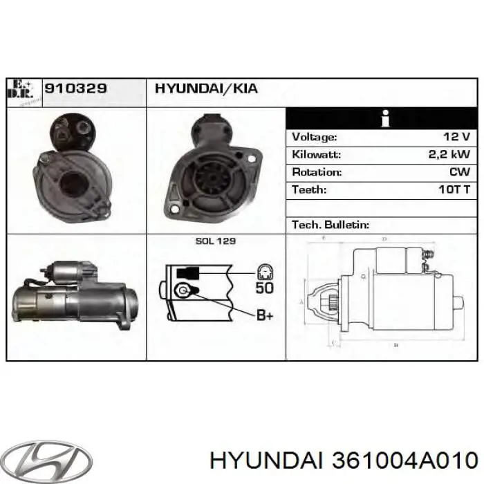 Compre 361004A010 Hyundai/Kia Motor de arranco
