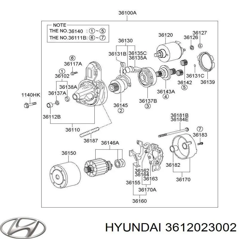 Compre 3612023002 Hyundai/Kia Relê retrator do motor de arranco
