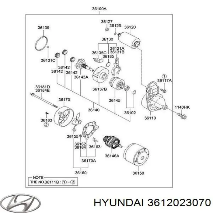 361202E120 Hyundai/Kia Relê retrator do motor de arranco