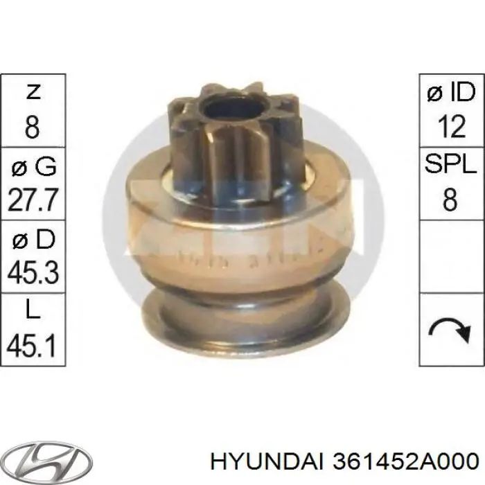 Roda-livre do motor de arranco Hyundai/Kia 361452A000 preço, a partir de 24,24 USD
