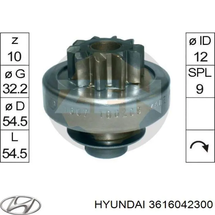 3616042300 Hyundai/Kia Roda-livre do motor de arranco