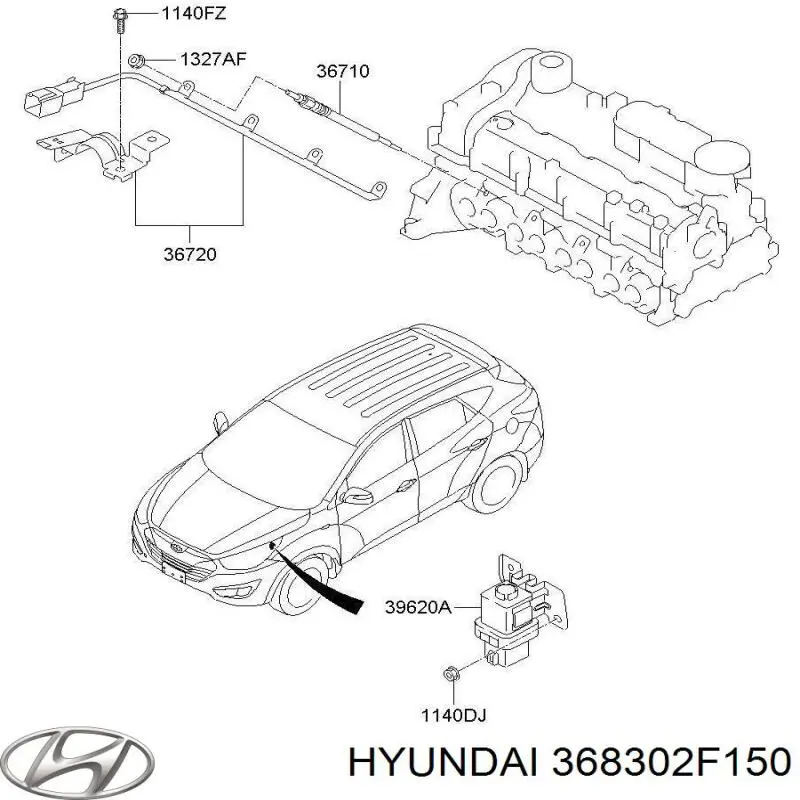 368302F150 Hyundai/Kia Relê das velas de incandescência