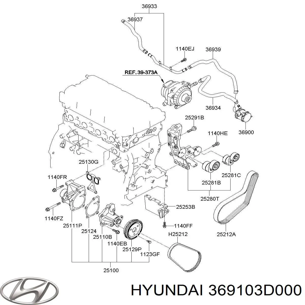 369103D000 Hyundai/Kia Bomba de esfriamento do inversor
