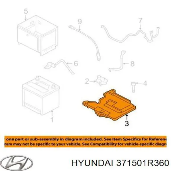 371501R360 Hyundai/Kia Cárter de bateria recarregável (PILHA)