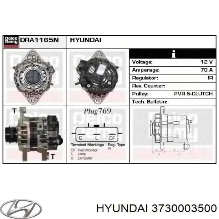 Gerador Hyundai/Kia 3730003500 preço, a partir de 236,92 USD