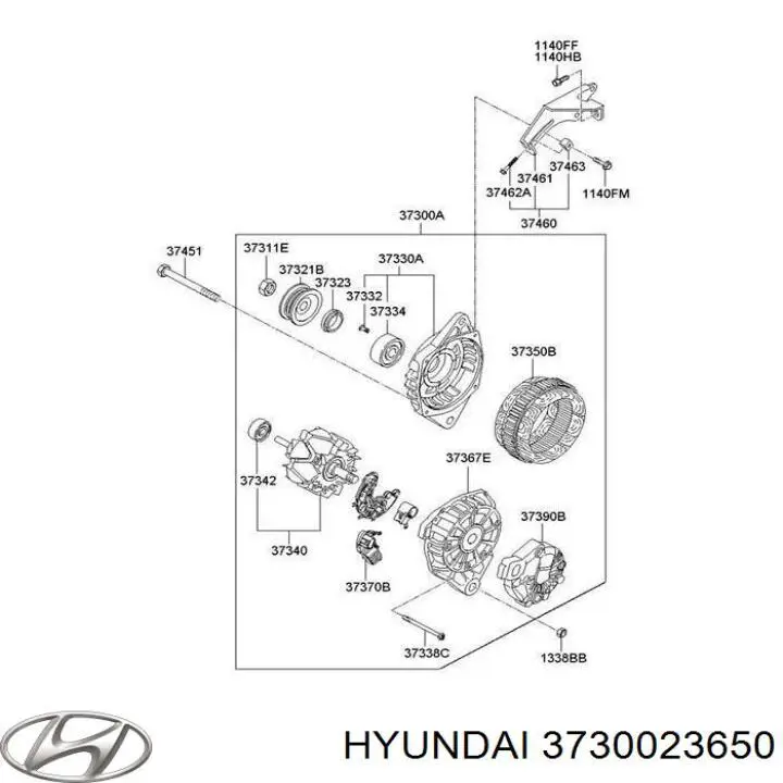 Gerador Hyundai/Kia 3730023650 preço, a partir de 150,67 USD