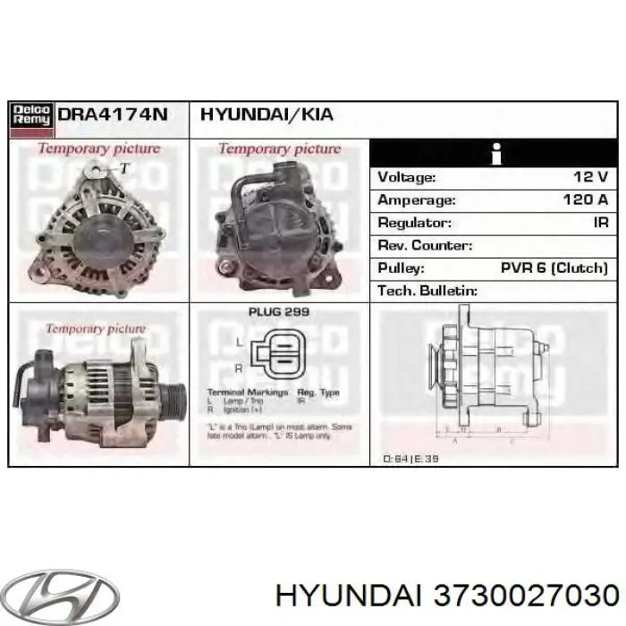 Gerador Hyundai/Kia 3730027030 preço, a partir de 89,86 USD