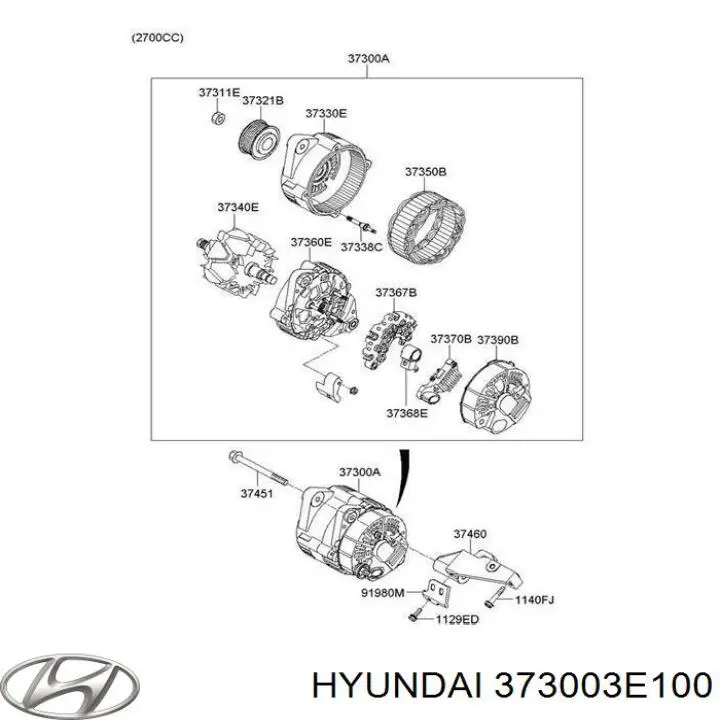 Gerador Hyundai/Kia 373003E100 preço, a partir de 176,16 USD