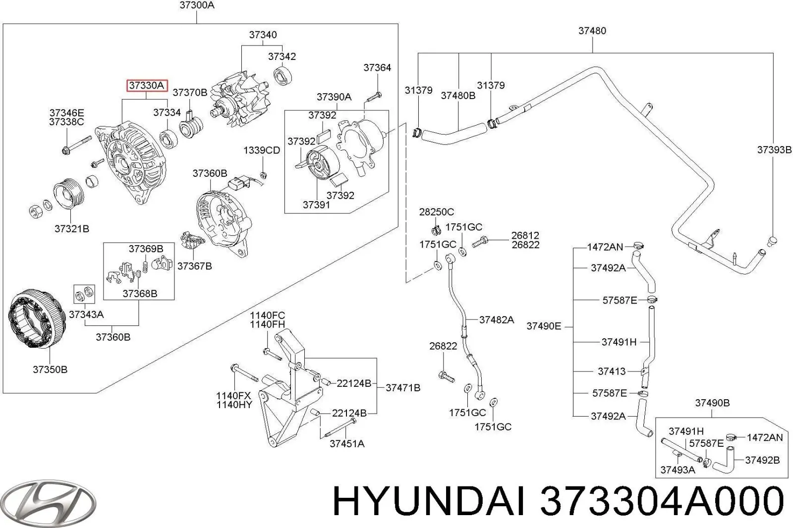 Compre 373304A000 Hyundai/Kia Gerador