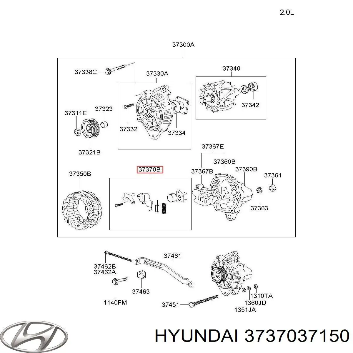 Compre 3737037150 Hyundai/Kia Relê-regulador do gerador (relê de carregamento)