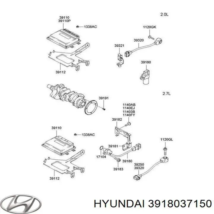 Compre 3918037150 Hyundai/Kia Sensor de posição (de revoluções) de cambota