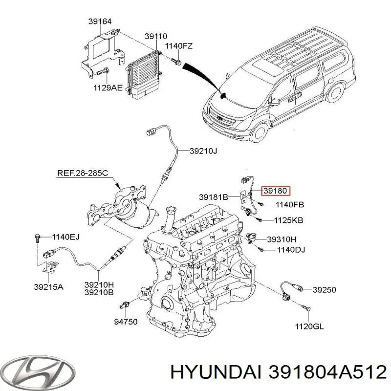 Sensor de posição (de revoluções) de cambota Hyundai/Kia 391804A512 preço, a partir de 29,76 USD