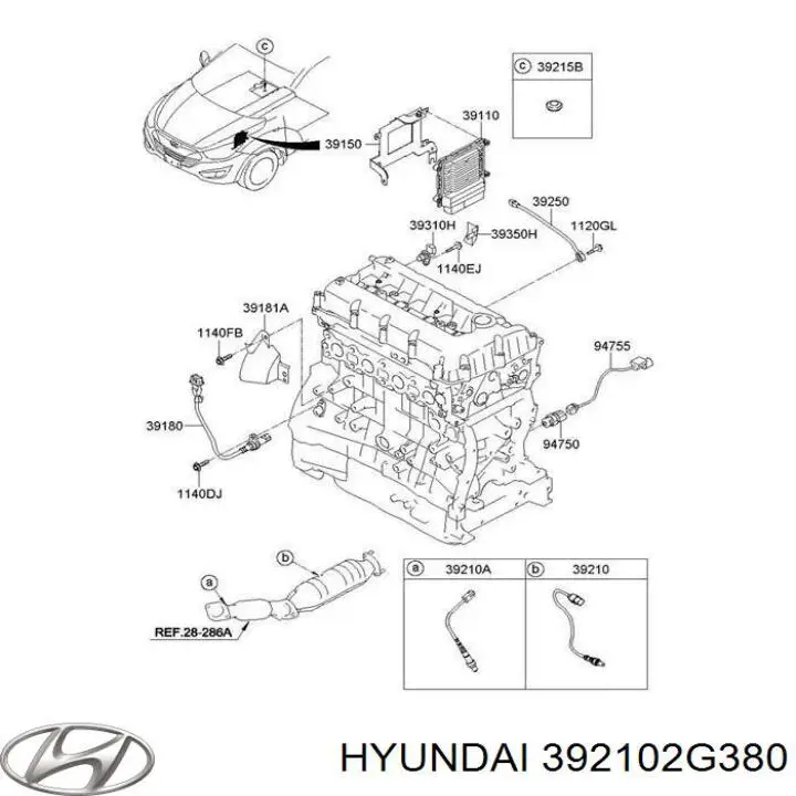 392102G380 Hyundai/Kia Sonda lambda, sensor de oxigênio