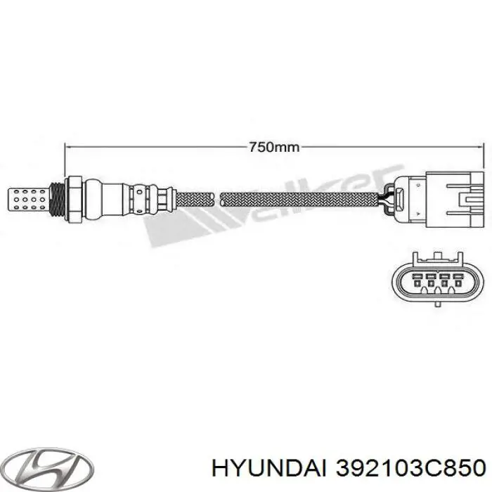 Sonda lambda, sensor de oxigênio até o catalisador 392103C850 Hyundai/Kia