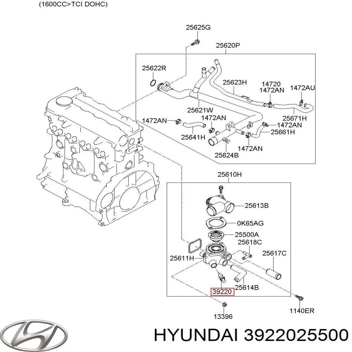 Compre 3922025500 Hyundai/Kia Sensor de temperatura do fluido de esfriamento