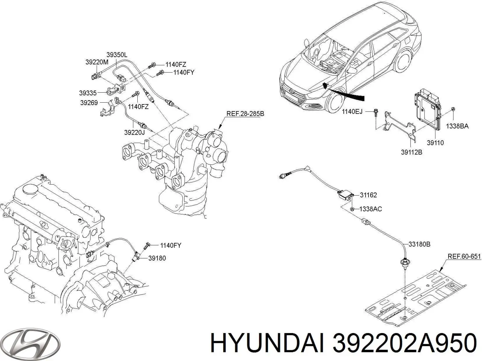 Sensor de temperatura dos gases de escape (GE), antes de turbina Hyundai/Kia 392202A950 preço, a partir de 88,43 USD