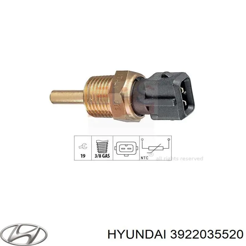 Compre 3922035520 Hyundai/Kia Sensor de temperatura do fluido de esfriamento