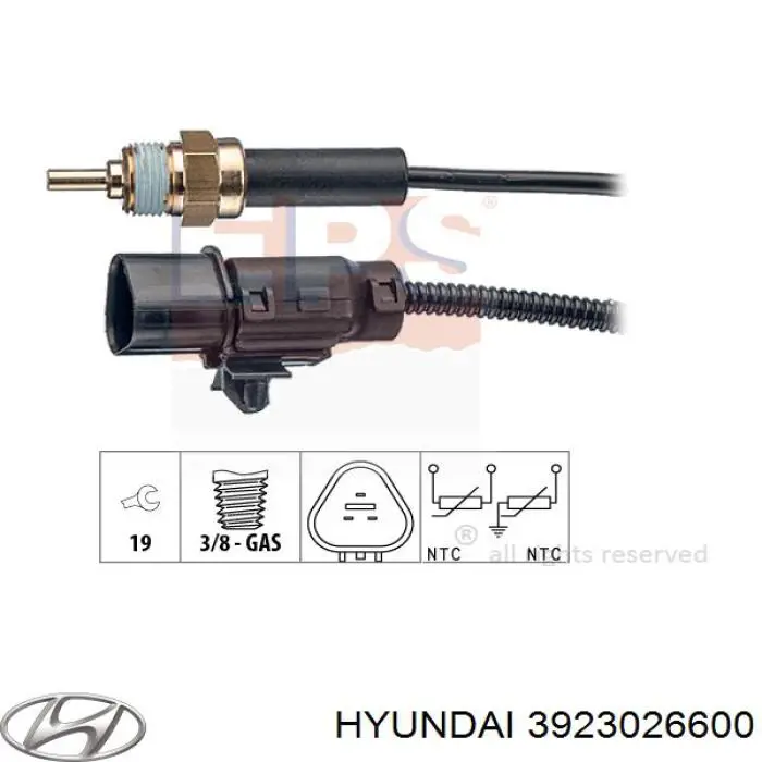 3923026600 Hyundai/Kia Sensor de temperatura do fluido de esfriamento (de ativação de ventilador do radiador)