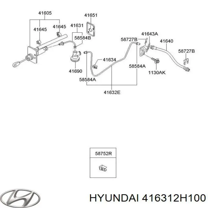 416312H100 Hyundai/Kia Mangueira de embraiagem