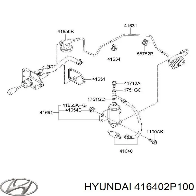 416402P100 Hyundai/Kia Mangueira de embraiagem