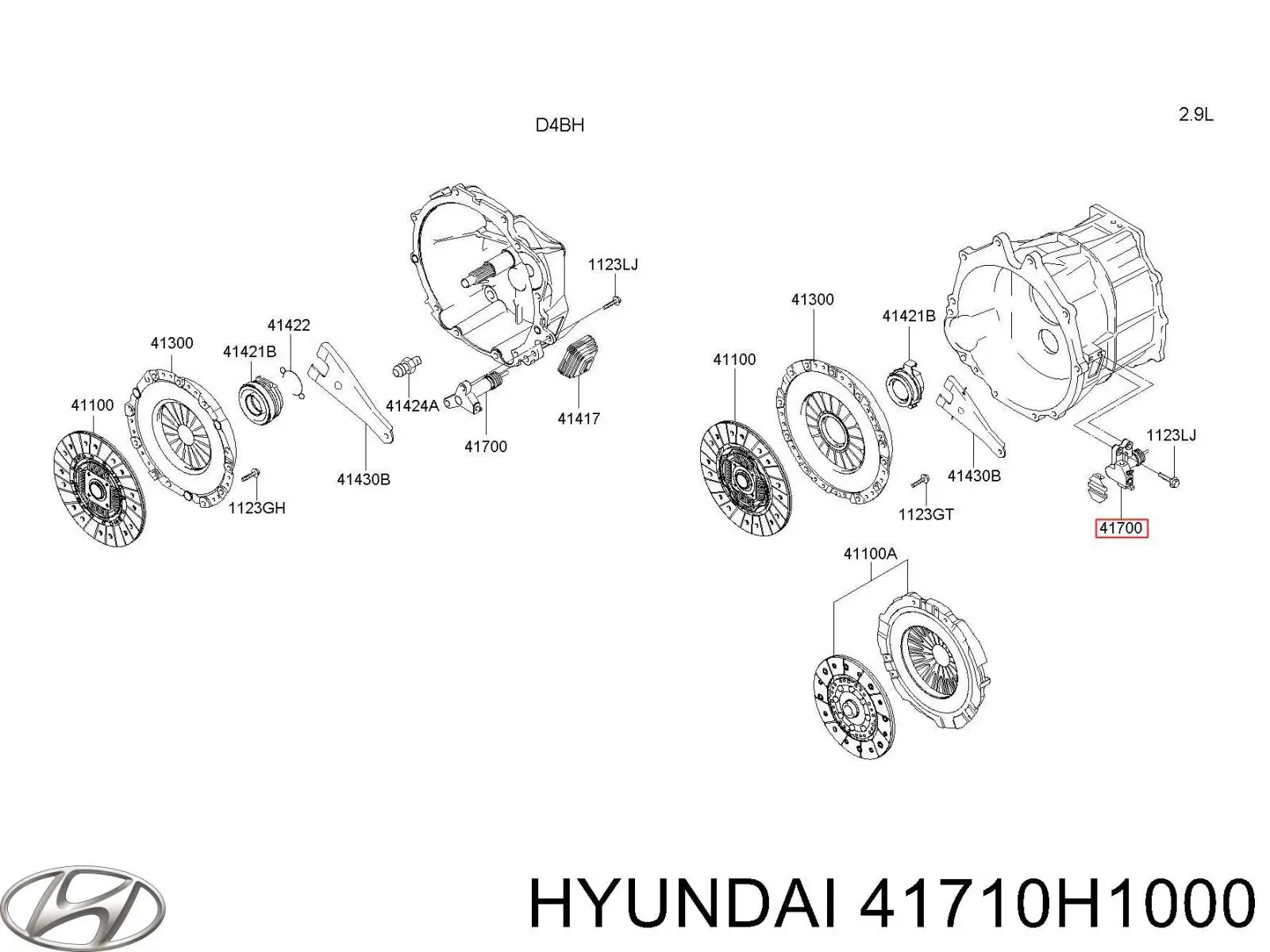 Cilindro de trabalho de embraiagem 41710H1000 Hyundai/Kia